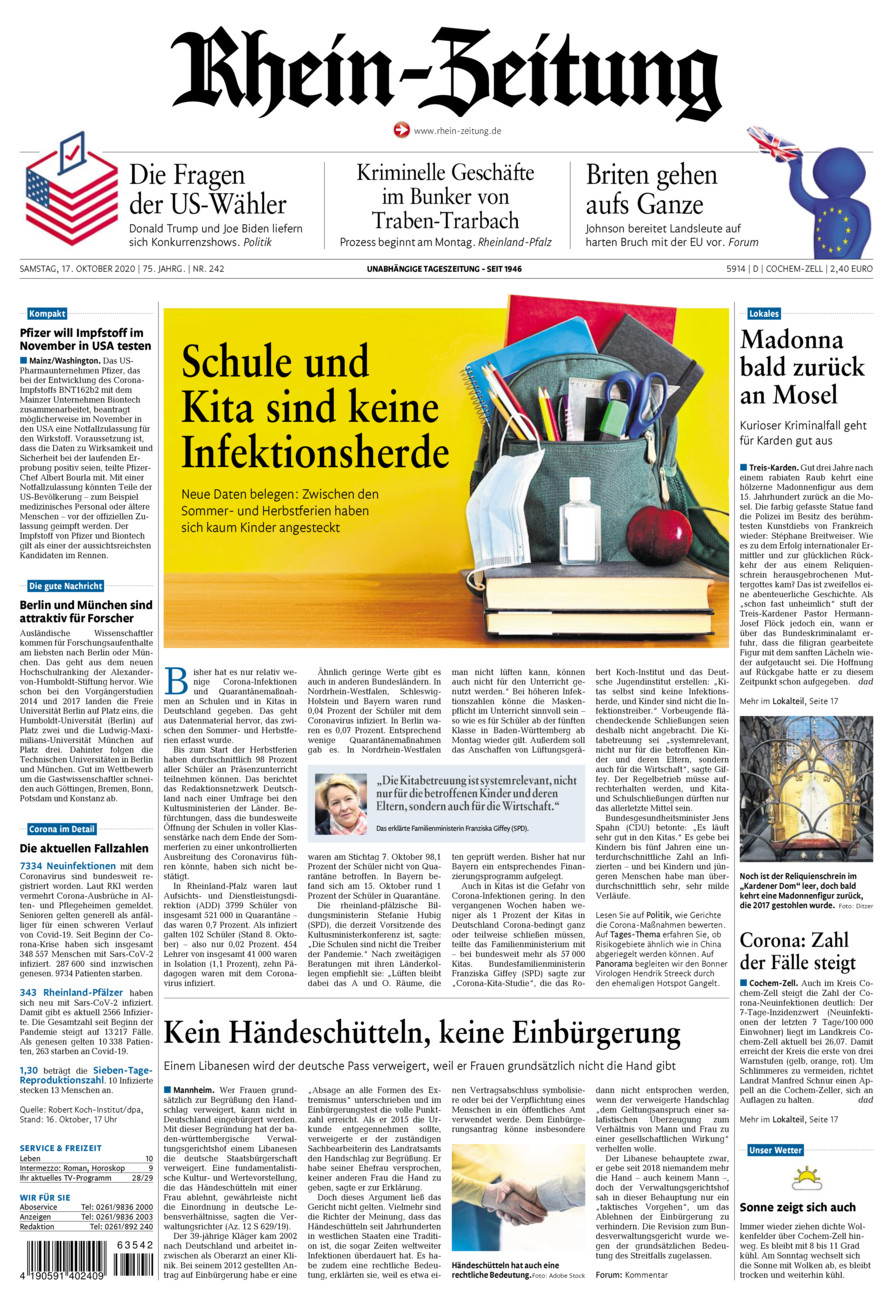 Rhein-Zeitung Kreis Cochem-Zell vom Samstag, 17.10.2020