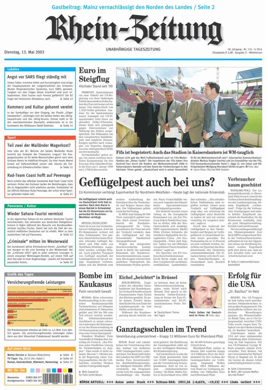 Rhein-Zeitung Kreis Cochem-Zell vom Dienstag, 13.05.2003