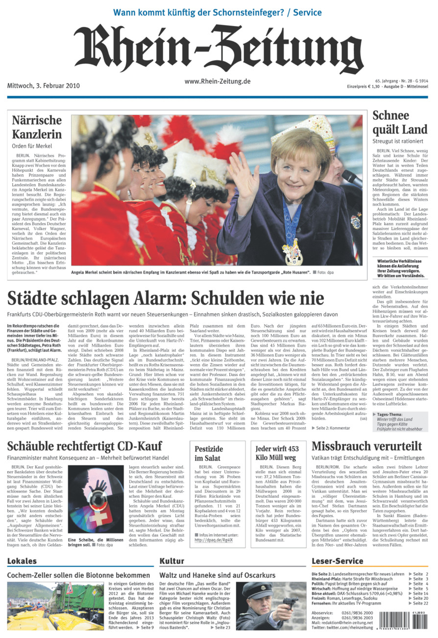 Rhein-Zeitung Kreis Cochem-Zell vom Mittwoch, 03.02.2010