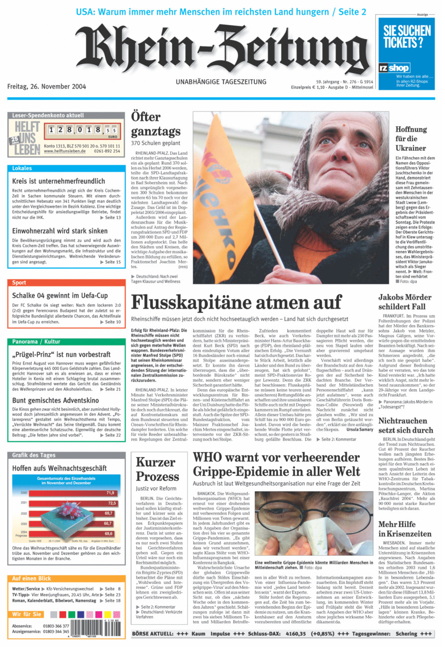Rhein-Zeitung Kreis Cochem-Zell vom Freitag, 26.11.2004