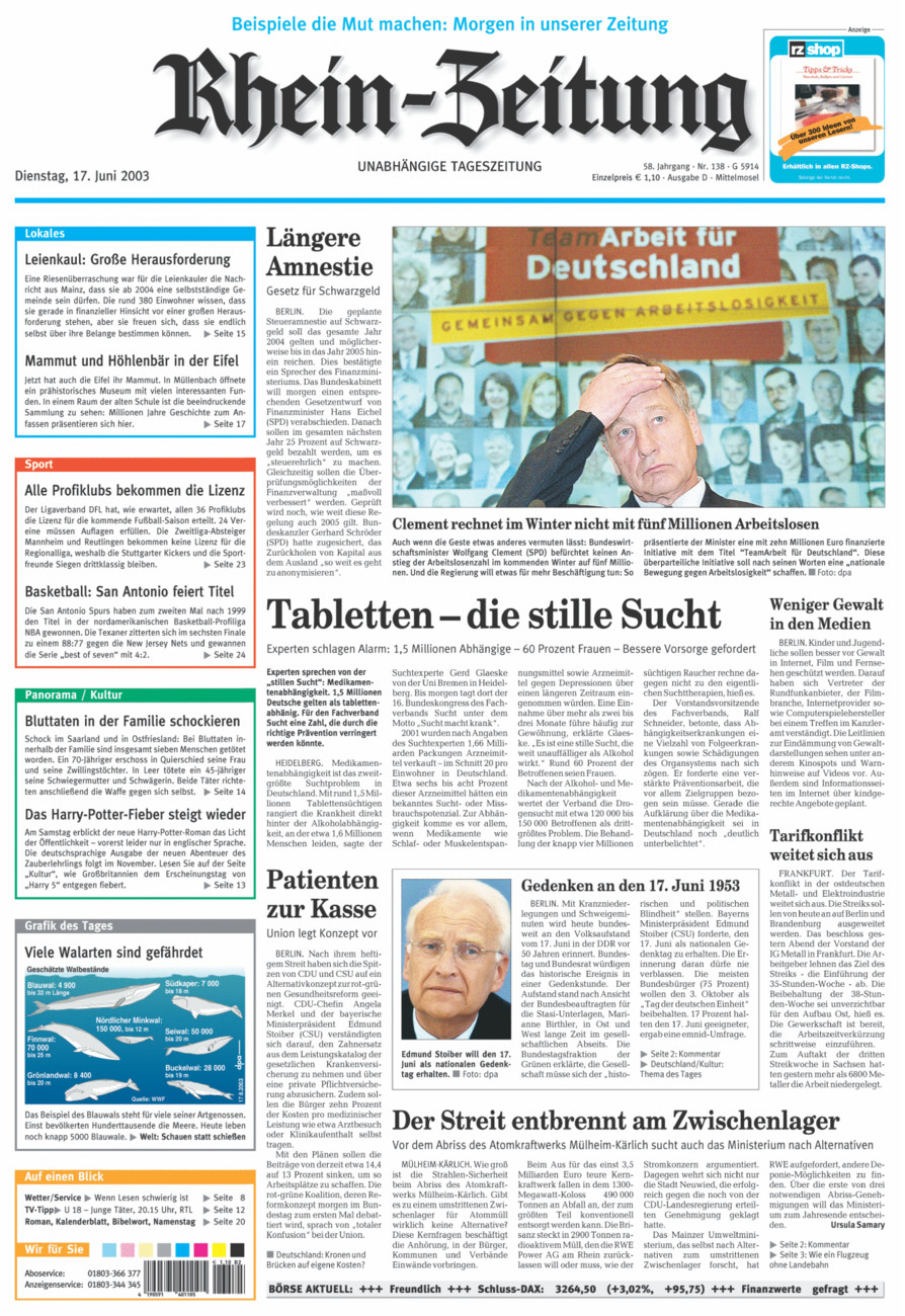 Rhein-Zeitung Kreis Cochem-Zell vom Dienstag, 17.06.2003