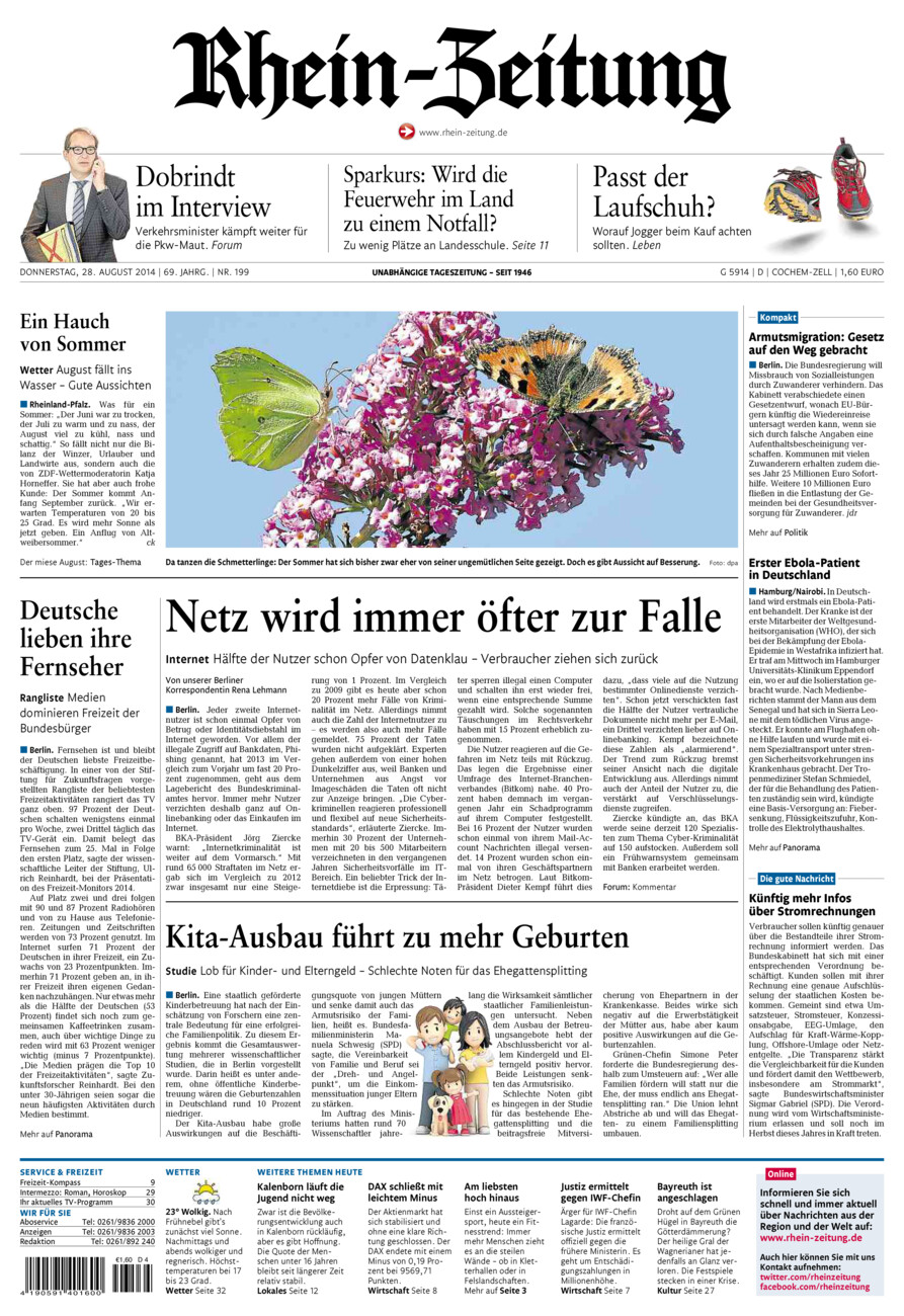 Rhein-Zeitung Kreis Cochem-Zell vom Donnerstag, 28.08.2014
