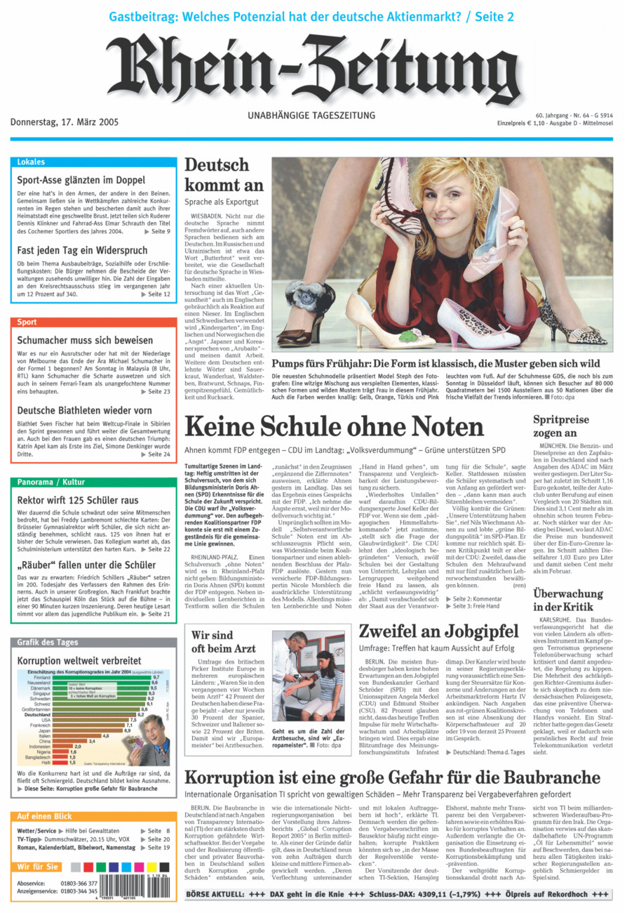 Rhein-Zeitung Kreis Cochem-Zell vom Donnerstag, 17.03.2005