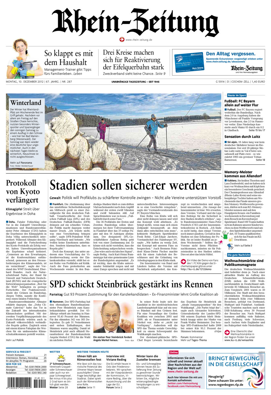 Rhein-Zeitung Kreis Cochem-Zell vom Montag, 10.12.2012
