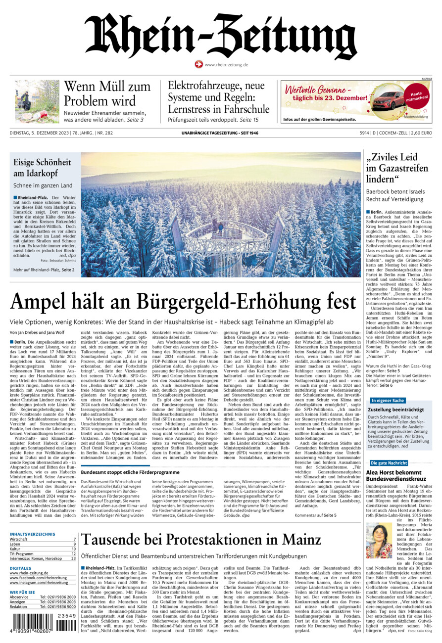 Rhein-Zeitung Kreis Cochem-Zell vom Dienstag, 05.12.2023