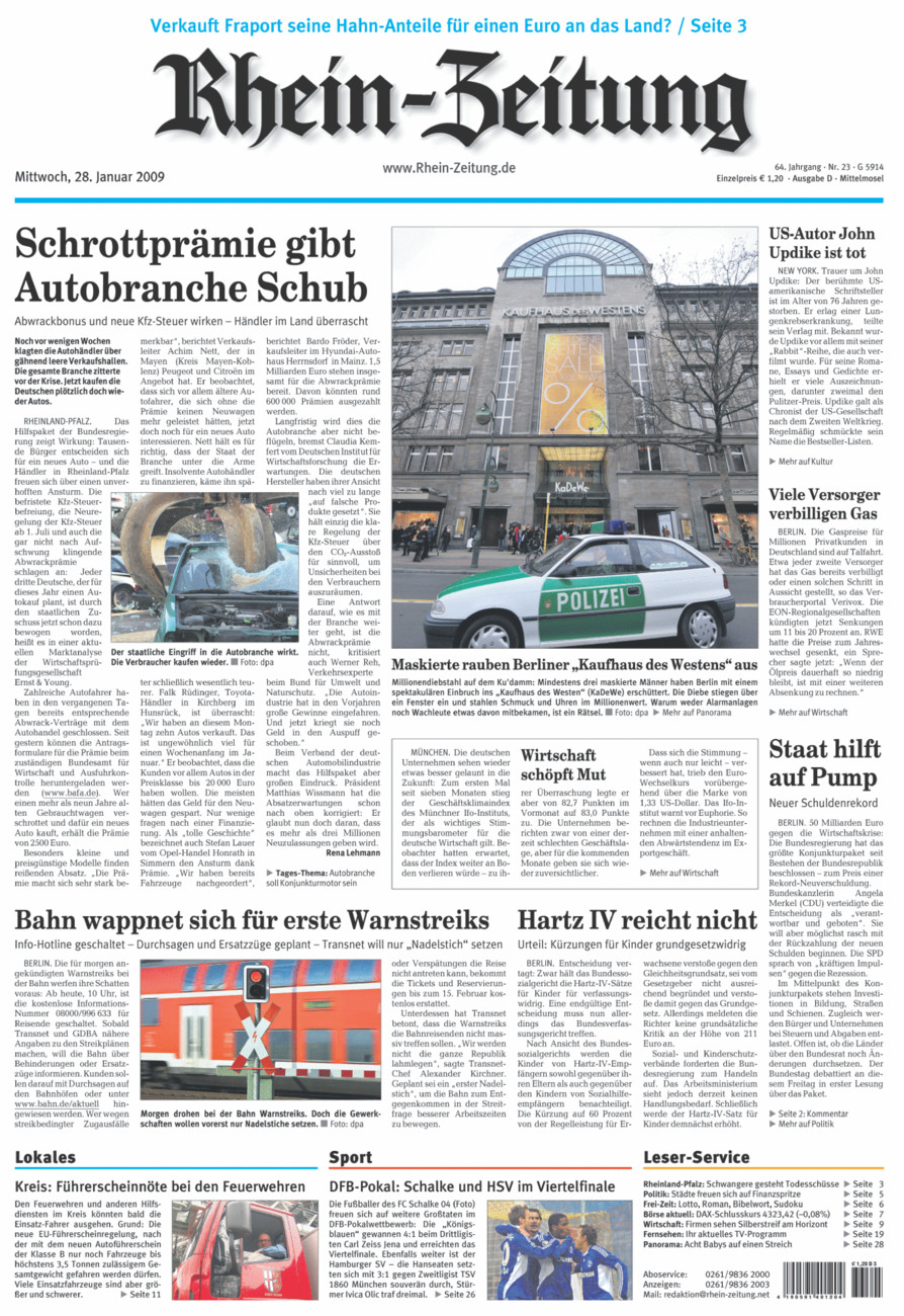 Rhein-Zeitung Kreis Cochem-Zell vom Mittwoch, 28.01.2009