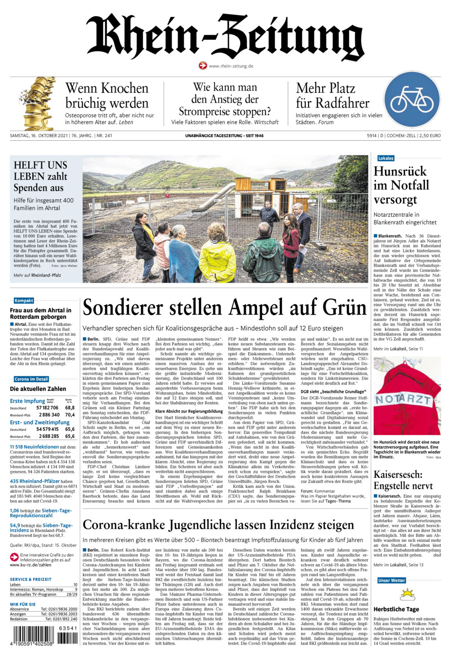 Rhein-Zeitung Kreis Cochem-Zell vom Samstag, 16.10.2021