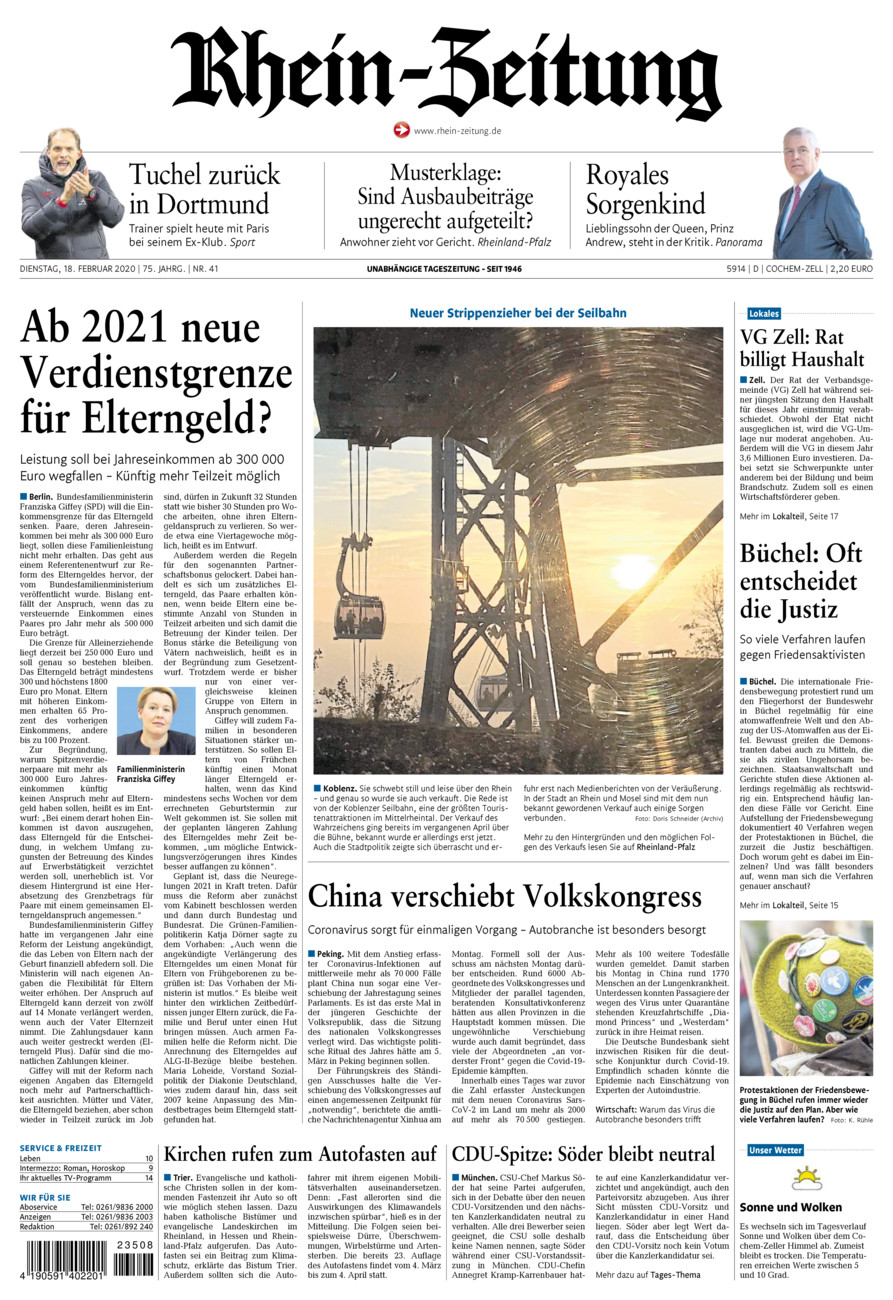 Rhein-Zeitung Kreis Cochem-Zell vom Dienstag, 18.02.2020