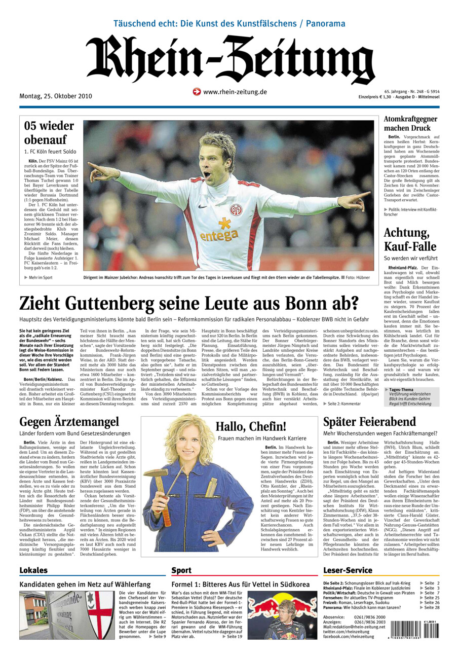 Rhein-Zeitung Kreis Cochem-Zell vom Montag, 25.10.2010