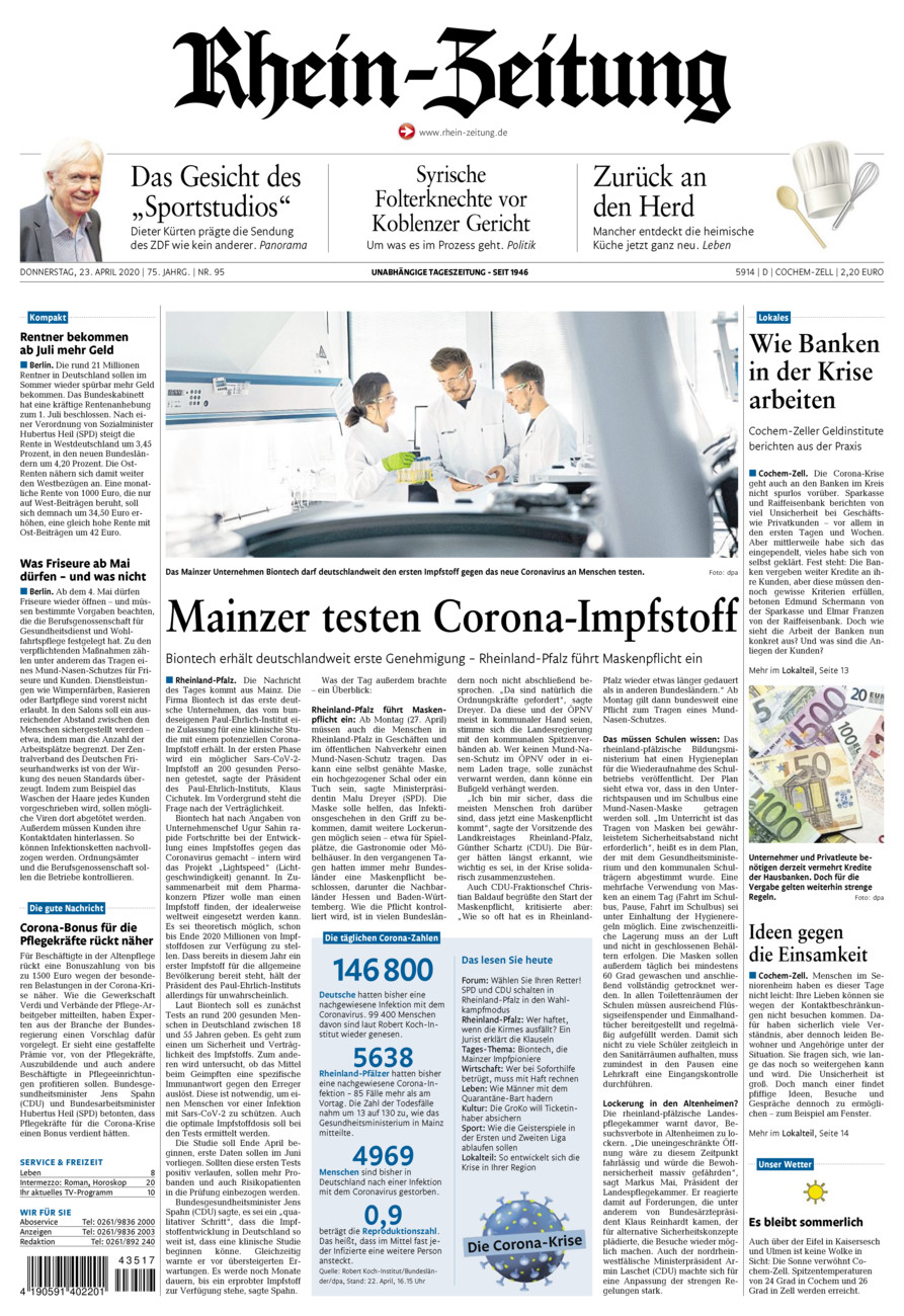 Rhein-Zeitung Kreis Cochem-Zell vom Donnerstag, 23.04.2020