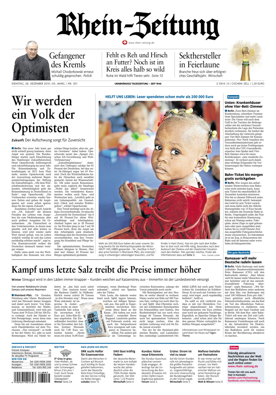 Rhein-Zeitung Kreis Cochem-Zell vom Dienstag, 28.12.2010