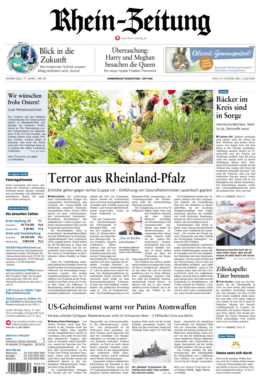 Rhein-Zeitung Kreis Cochem-Zell vom Samstag, 16.04.2022