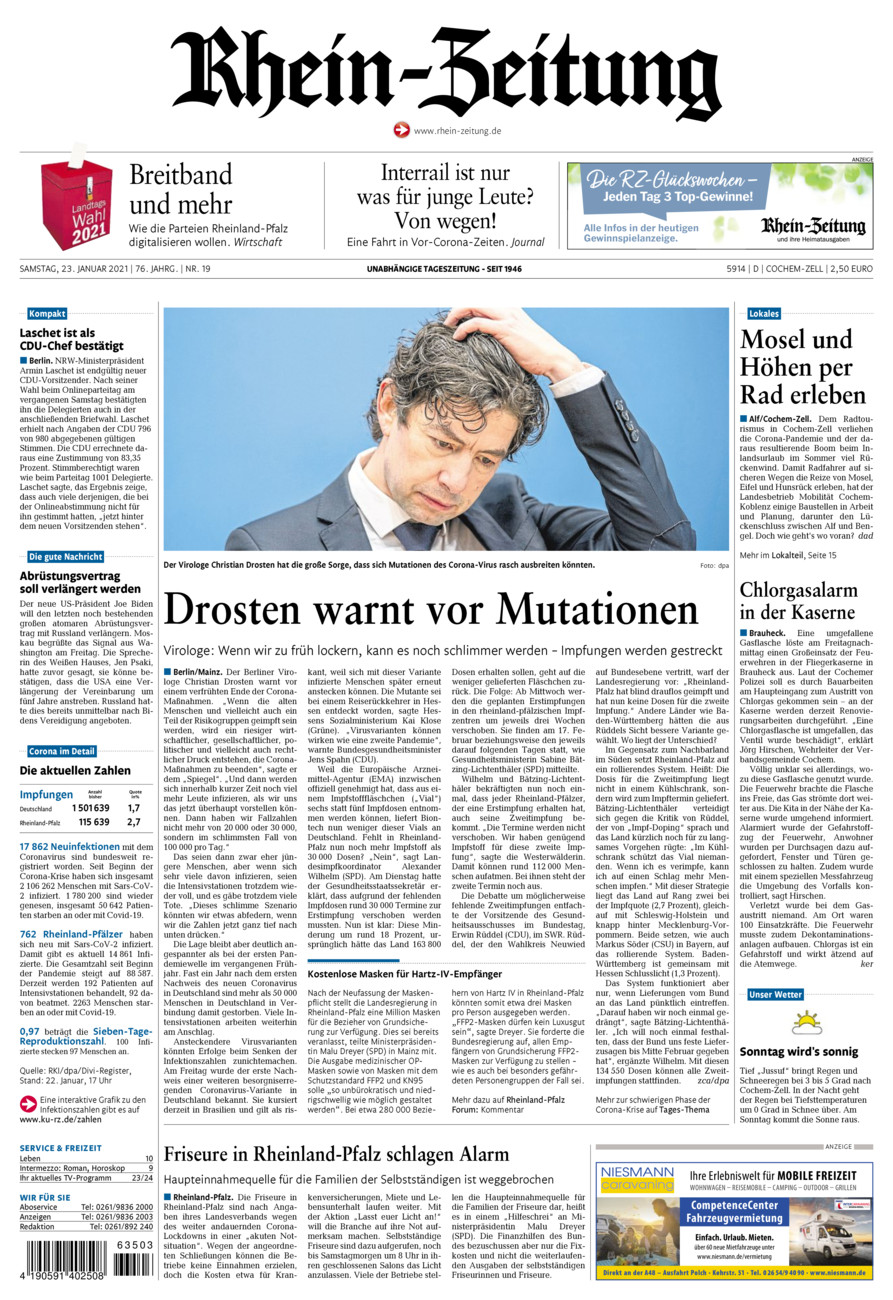 Rhein-Zeitung Kreis Cochem-Zell vom Samstag, 23.01.2021