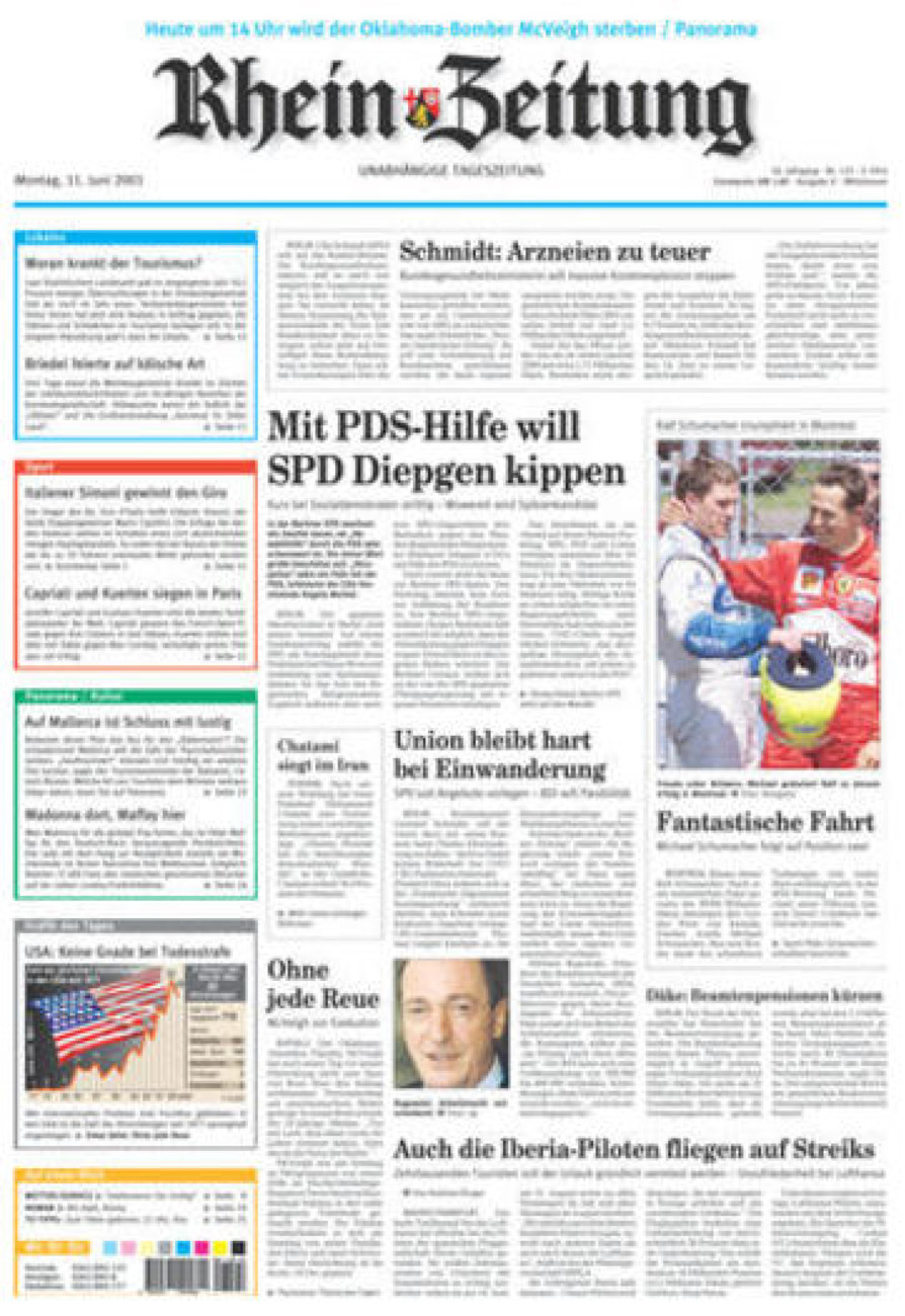 Rhein-Zeitung Kreis Cochem-Zell vom Montag, 11.06.2001