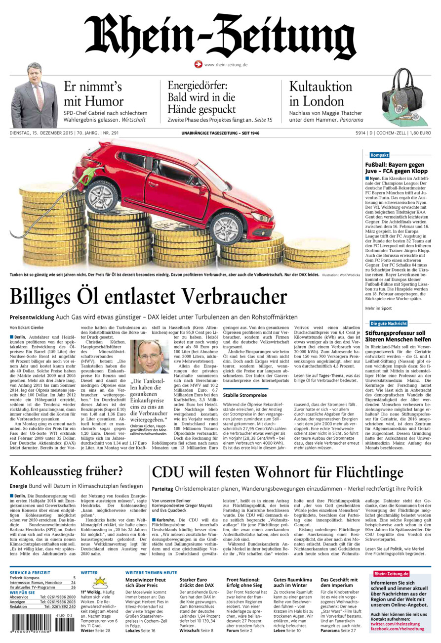 Rhein-Zeitung Kreis Cochem-Zell vom Dienstag, 15.12.2015