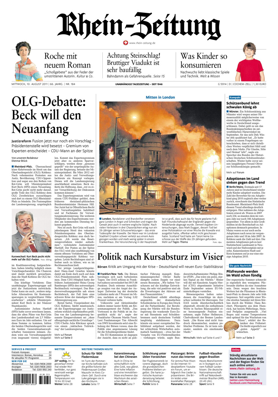 Rhein-Zeitung Kreis Cochem-Zell vom Mittwoch, 10.08.2011