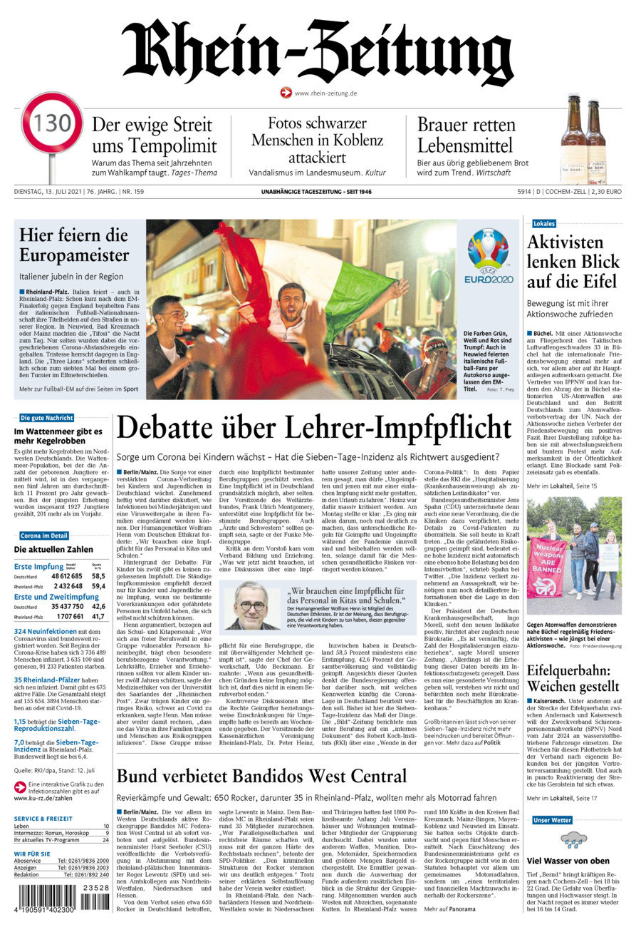 Rhein-Zeitung Kreis Cochem-Zell vom Dienstag, 13.07.2021