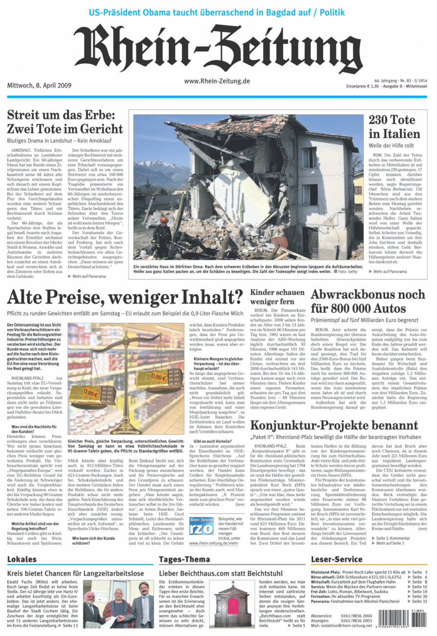Rhein-Zeitung Kreis Cochem-Zell vom Mittwoch, 08.04.2009