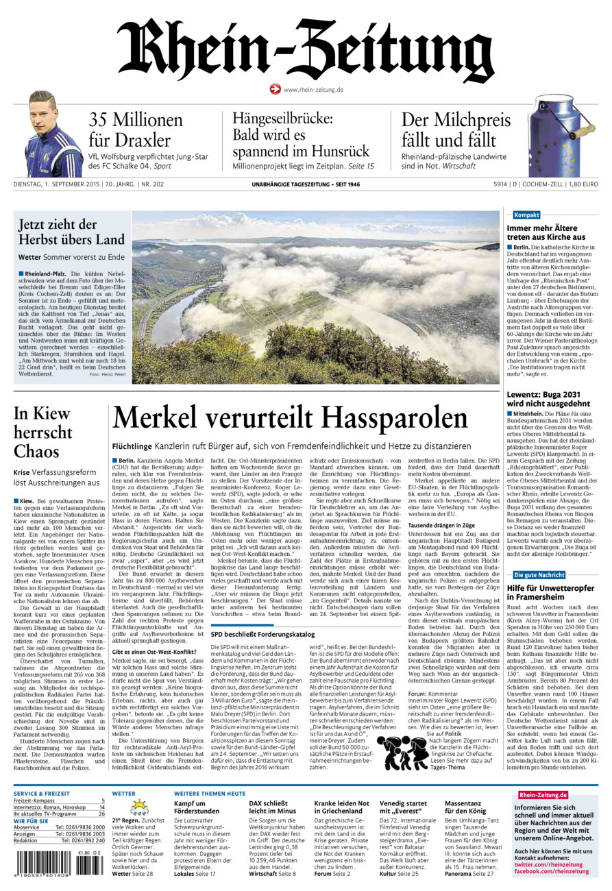 Rhein-Zeitung Kreis Cochem-Zell vom Dienstag, 01.09.2015