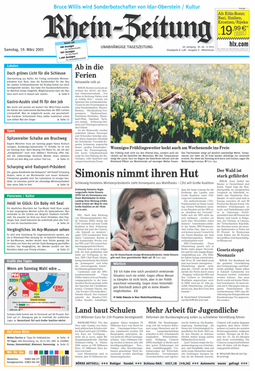 Rhein-Zeitung Kreis Cochem-Zell vom Samstag, 19.03.2005