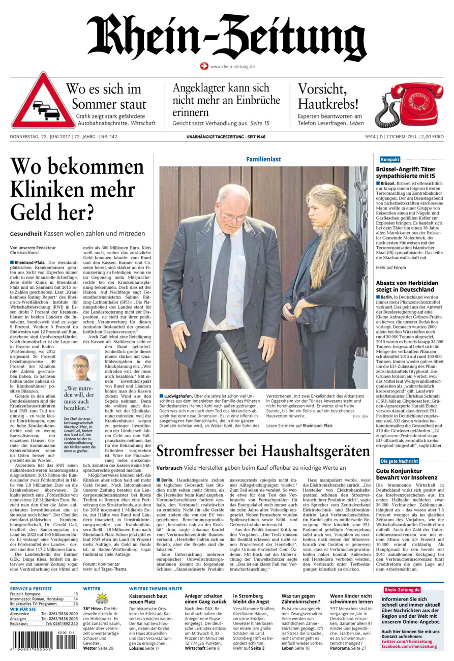 Rhein-Zeitung Kreis Cochem-Zell vom Donnerstag, 22.06.2017