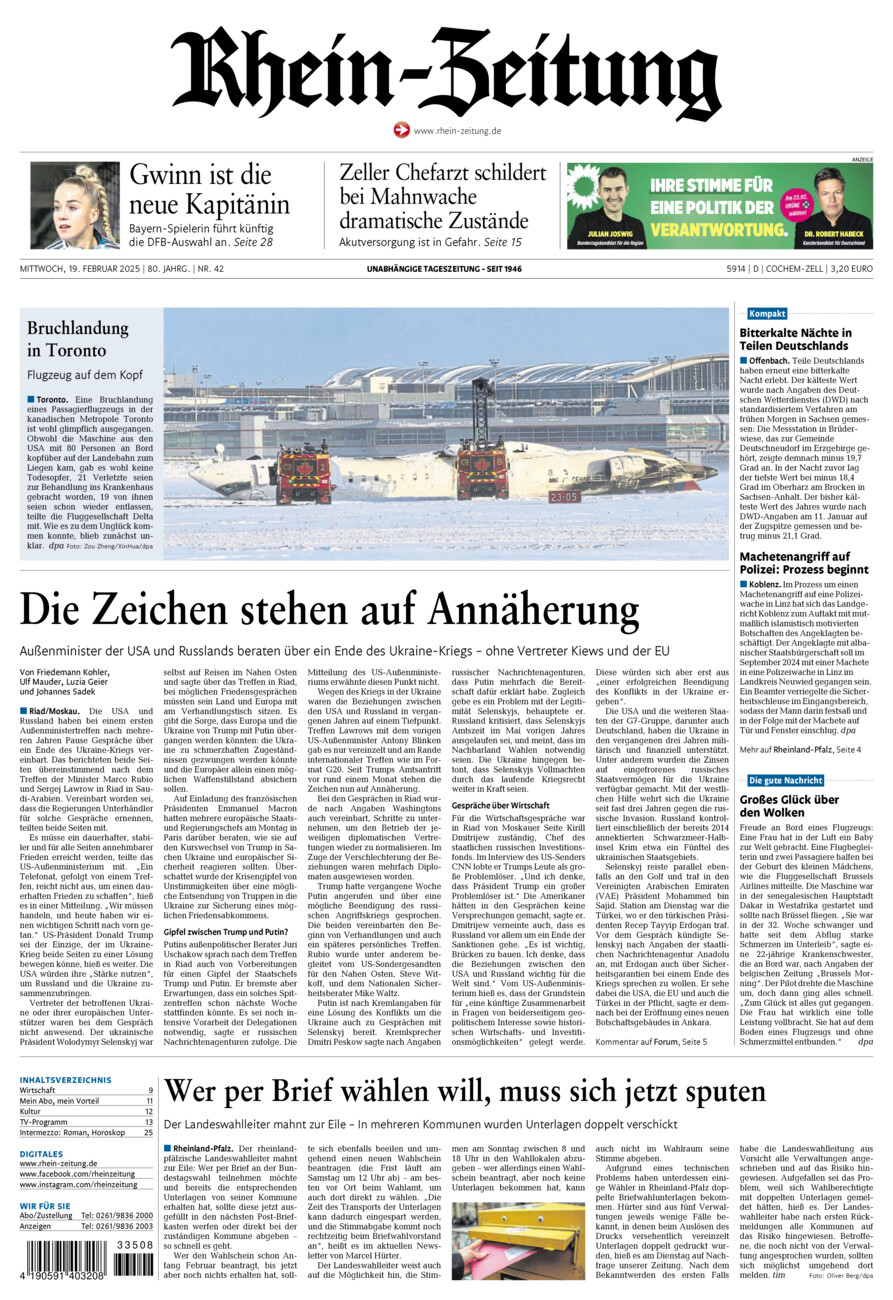 Rhein-Zeitung Kreis Cochem-Zell vom Mittwoch, 19.02.2025