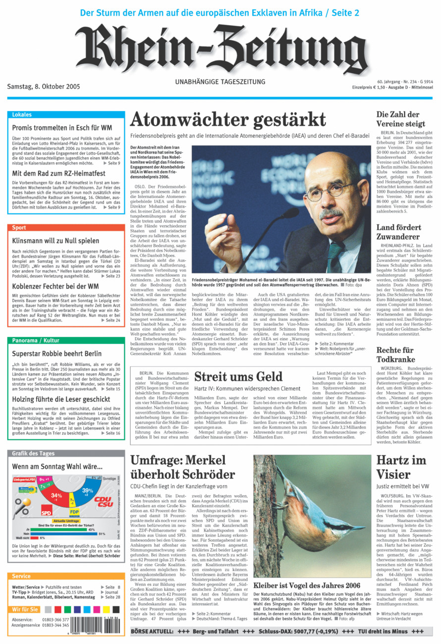 Rhein-Zeitung Kreis Cochem-Zell vom Samstag, 08.10.2005