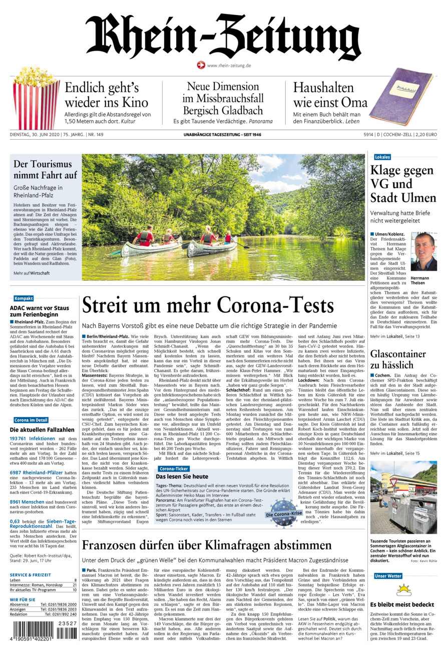Rhein-Zeitung Kreis Cochem-Zell vom Dienstag, 30.06.2020