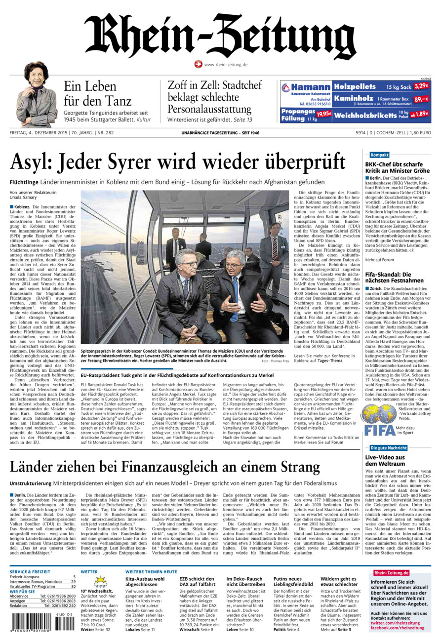 Rhein-Zeitung Kreis Cochem-Zell vom Freitag, 04.12.2015
