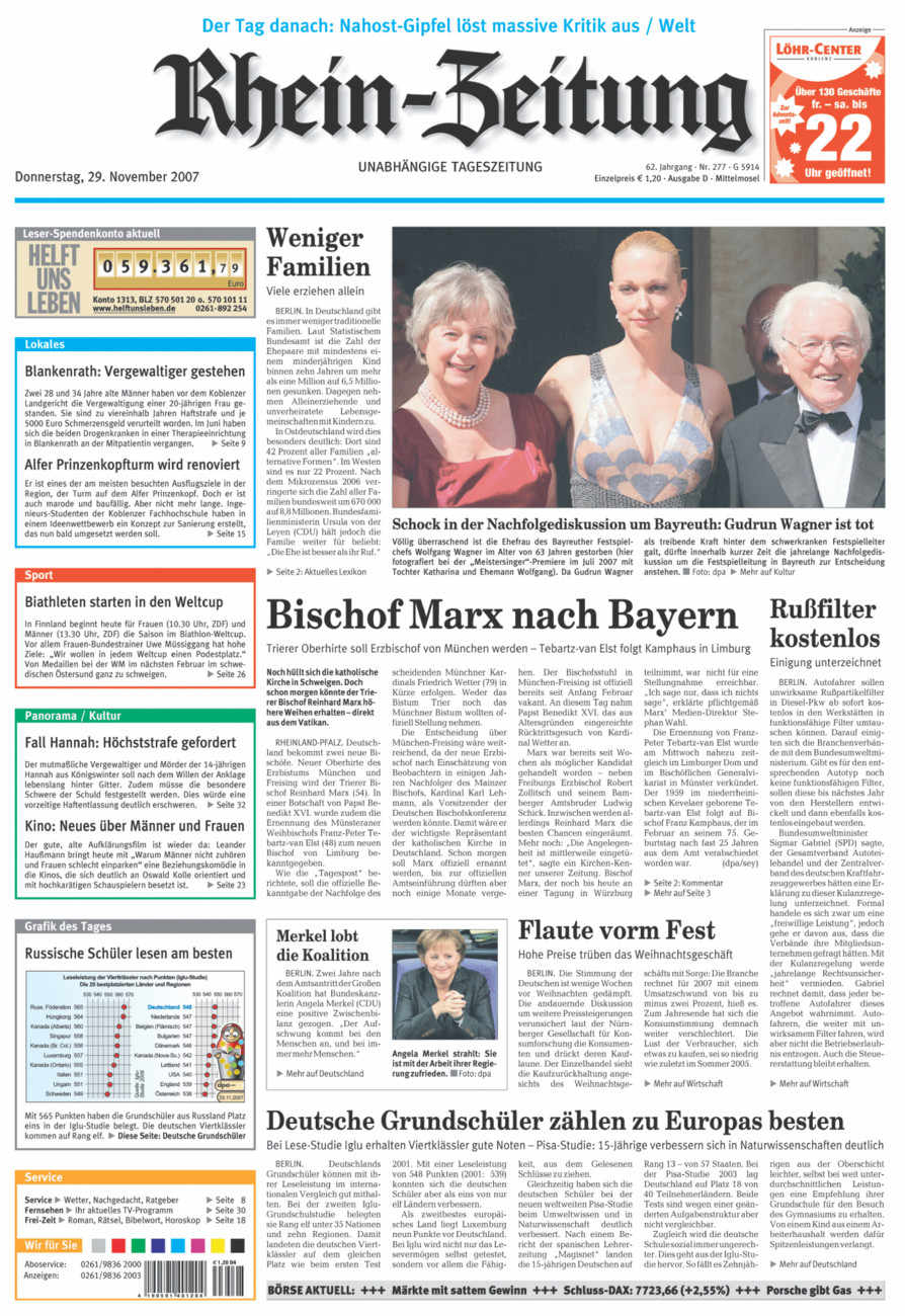 Rhein-Zeitung Kreis Cochem-Zell vom Donnerstag, 29.11.2007