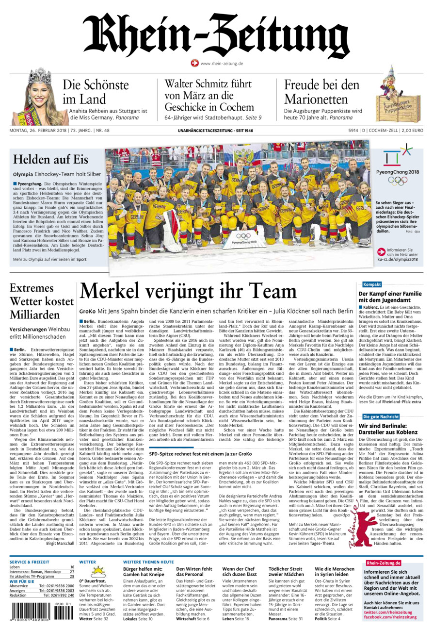 Rhein-Zeitung Kreis Cochem-Zell vom Montag, 26.02.2018