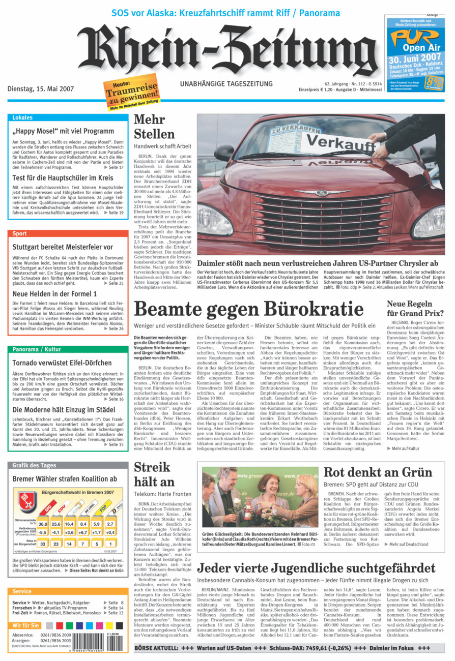 Rhein-Zeitung Kreis Cochem-Zell vom Dienstag, 15.05.2007