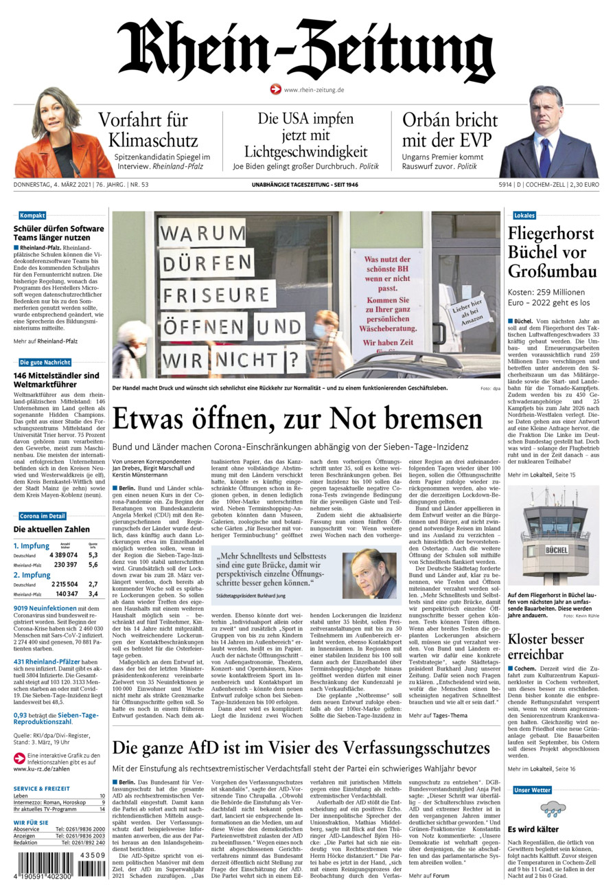 Rhein-Zeitung Kreis Cochem-Zell vom Donnerstag, 04.03.2021