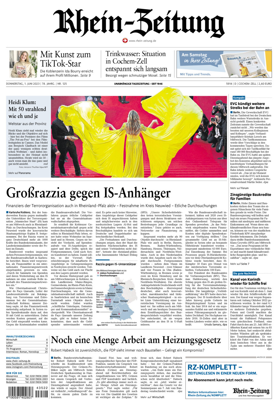 Rhein-Zeitung Kreis Cochem-Zell vom Donnerstag, 01.06.2023