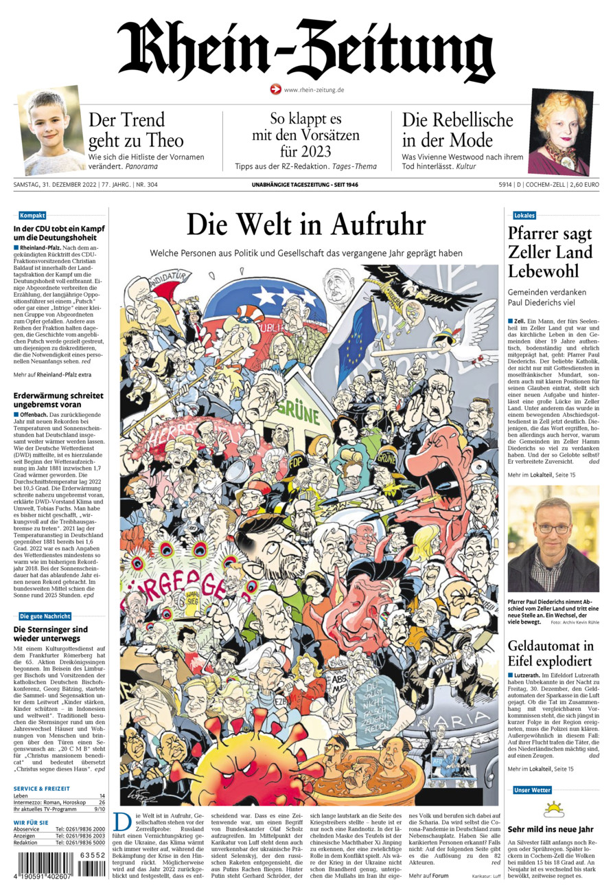 Rhein-Zeitung Kreis Cochem-Zell vom Samstag, 31.12.2022