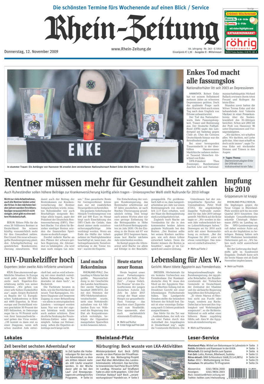 Rhein-Zeitung Kreis Cochem-Zell vom Donnerstag, 12.11.2009