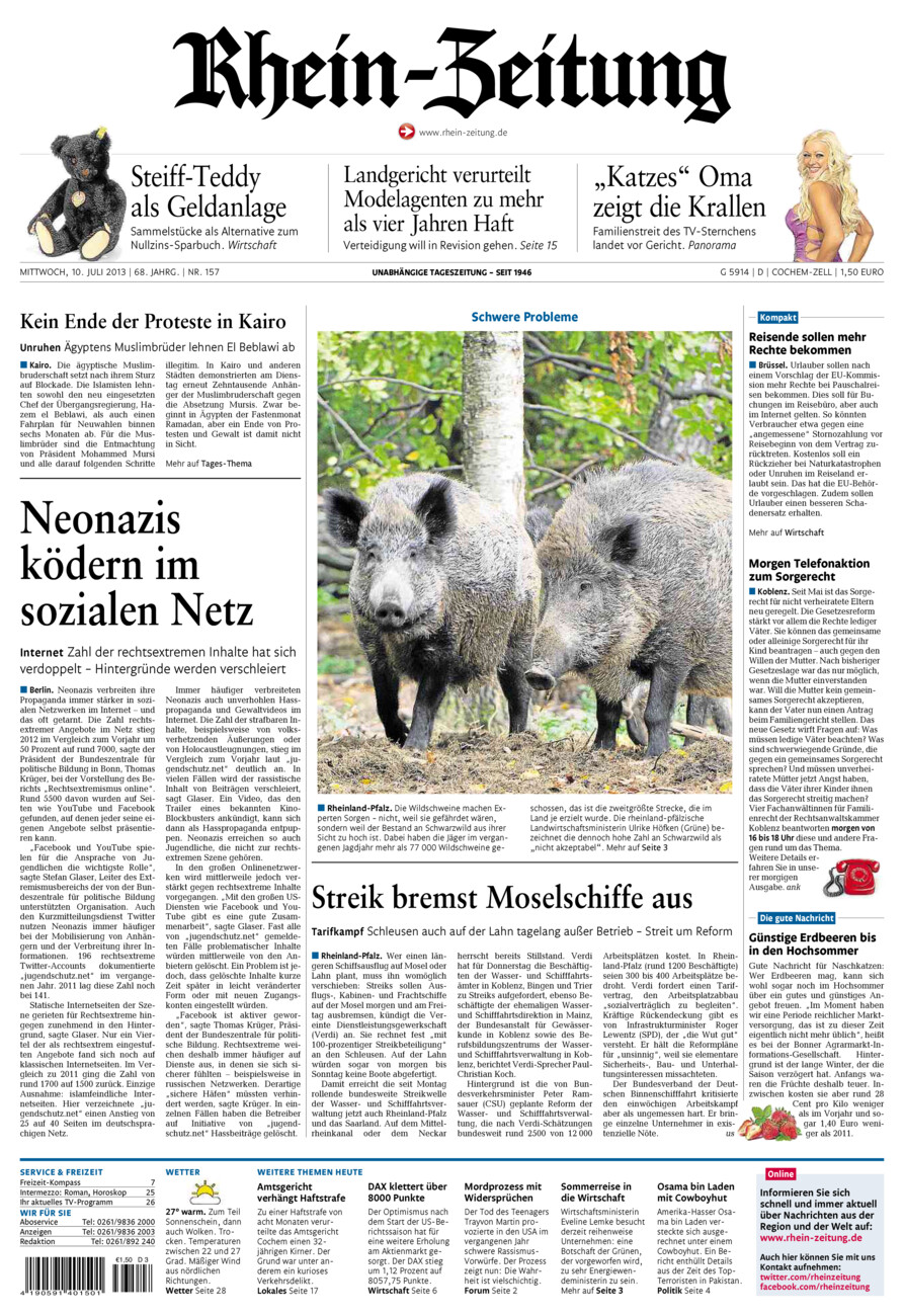 Rhein-Zeitung Kreis Cochem-Zell vom Mittwoch, 10.07.2013