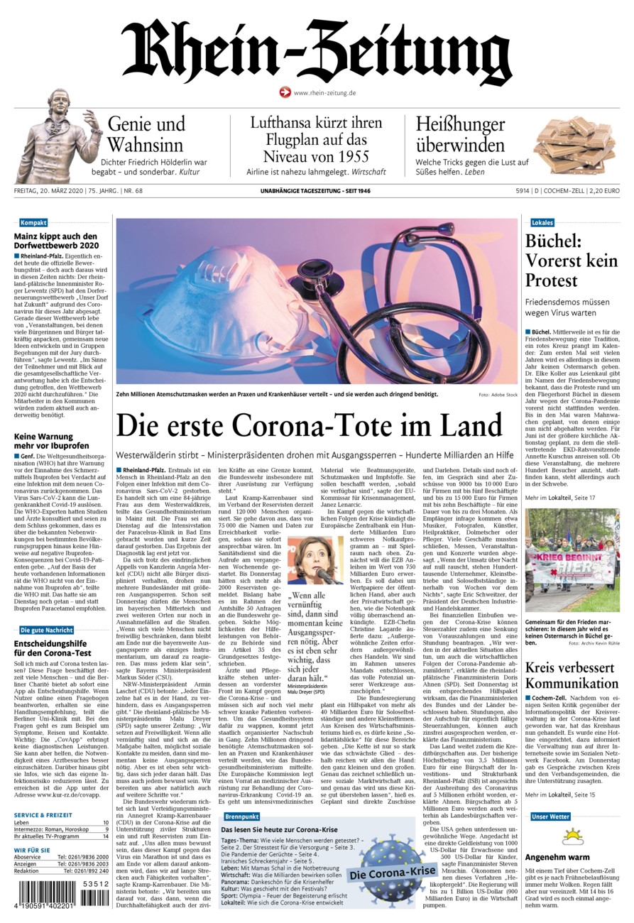 Rhein-Zeitung Kreis Cochem-Zell vom Freitag, 20.03.2020
