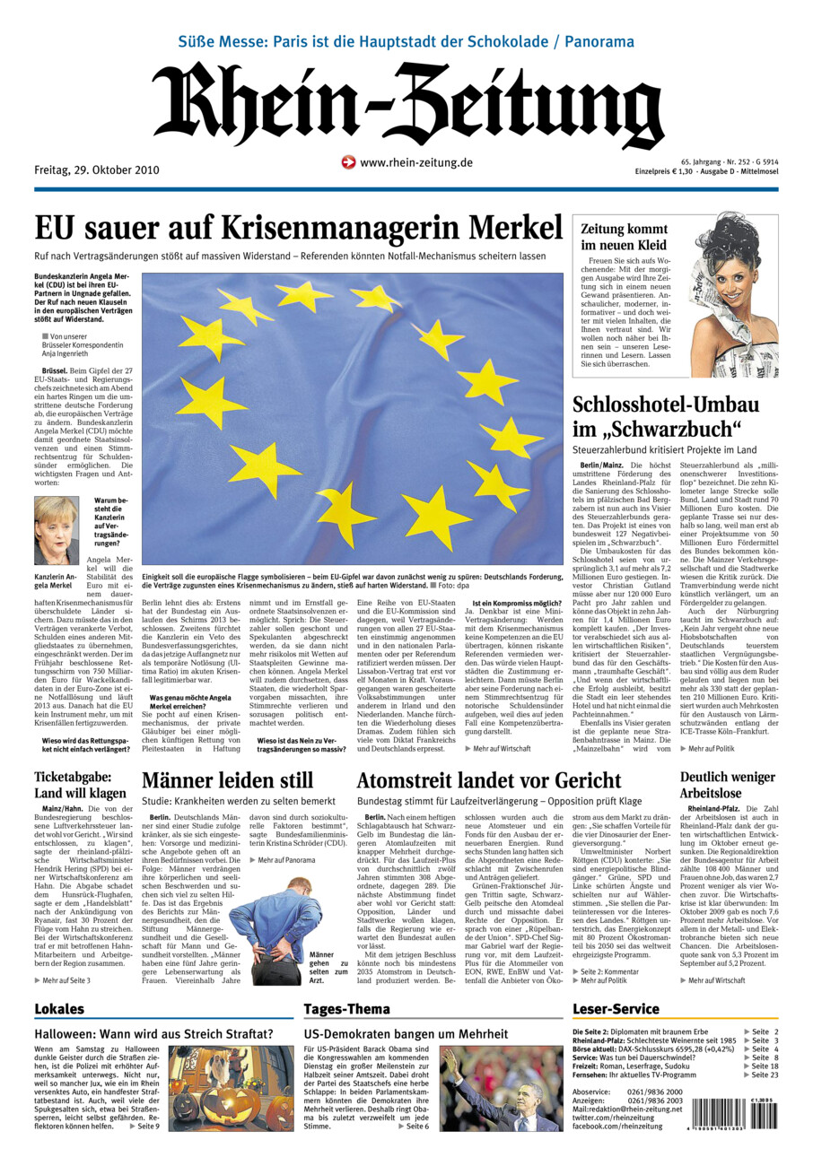 Rhein-Zeitung Kreis Cochem-Zell vom Freitag, 29.10.2010