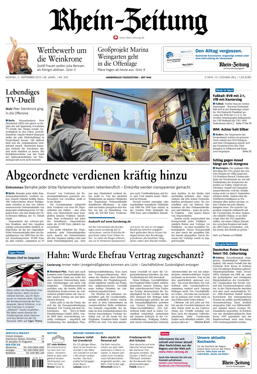 Rhein-Zeitung Kreis Cochem-Zell vom Montag, 02.09.2013