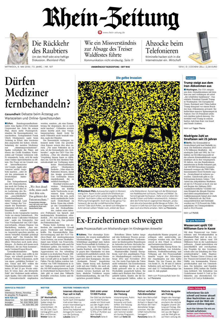 Rhein-Zeitung Kreis Cochem-Zell vom Mittwoch, 09.05.2018