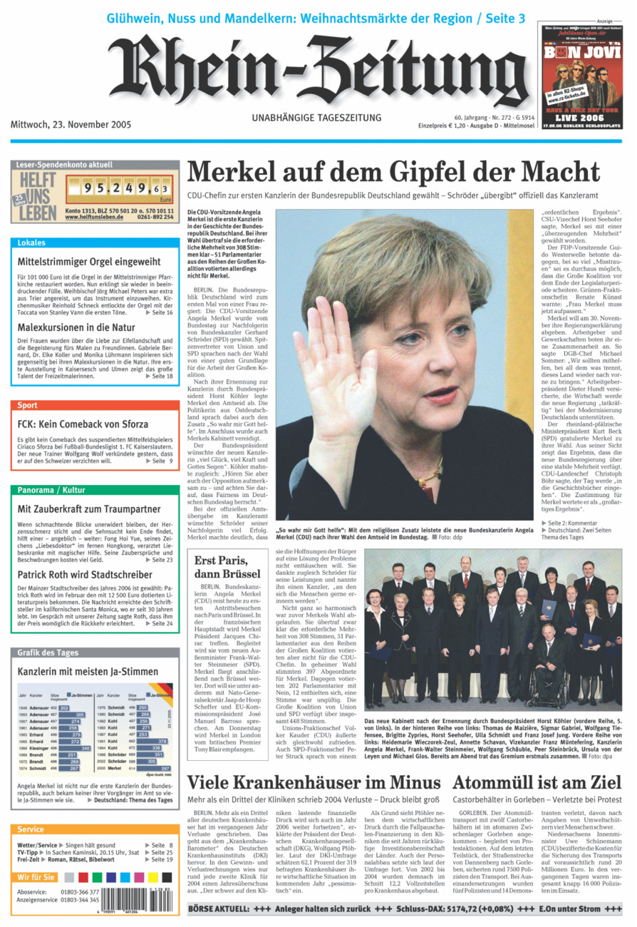 Rhein-Zeitung Kreis Cochem-Zell vom Mittwoch, 23.11.2005