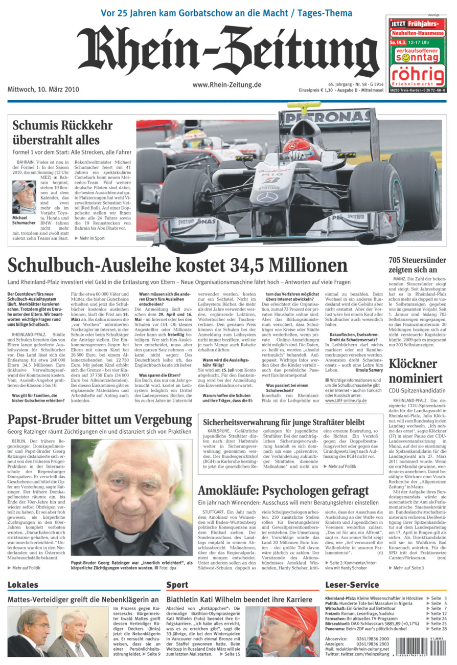 Rhein-Zeitung Kreis Cochem-Zell vom Mittwoch, 10.03.2010