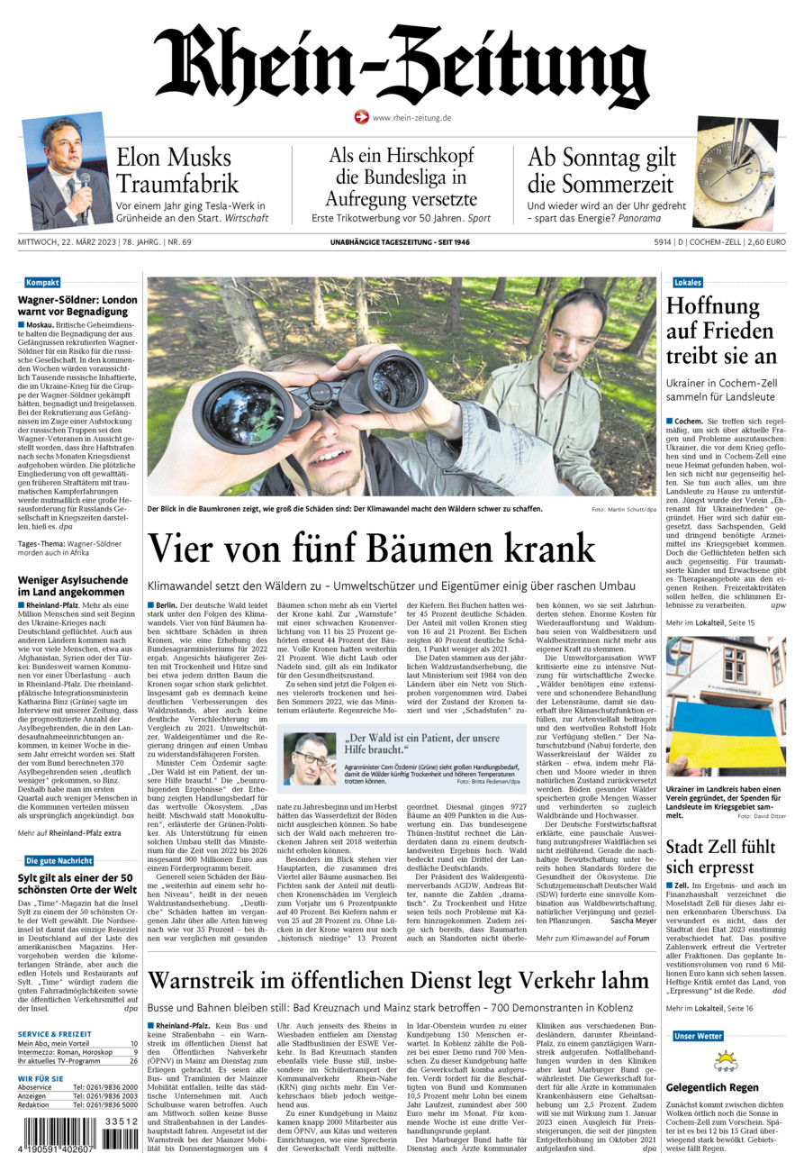 Rhein-Zeitung Kreis Cochem-Zell vom Mittwoch, 22.03.2023