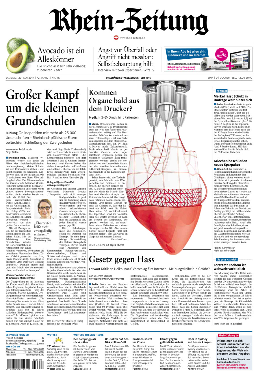 Rhein-Zeitung Kreis Cochem-Zell vom Samstag, 20.05.2017