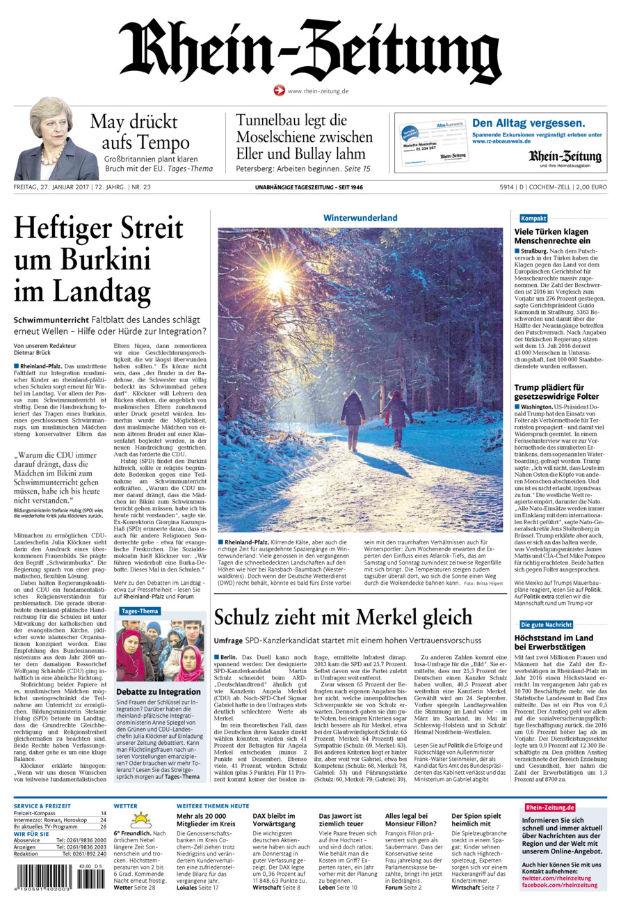 Rhein-Zeitung Kreis Cochem-Zell vom Freitag, 27.01.2017