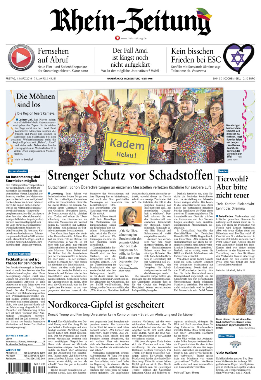 Rhein-Zeitung Kreis Cochem-Zell vom Freitag, 01.03.2019
