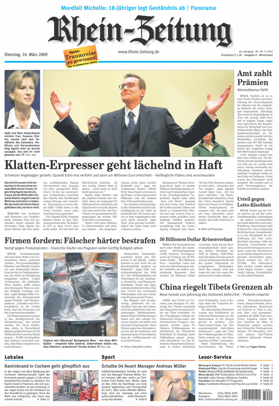 Rhein-Zeitung Kreis Cochem-Zell vom Dienstag, 10.03.2009