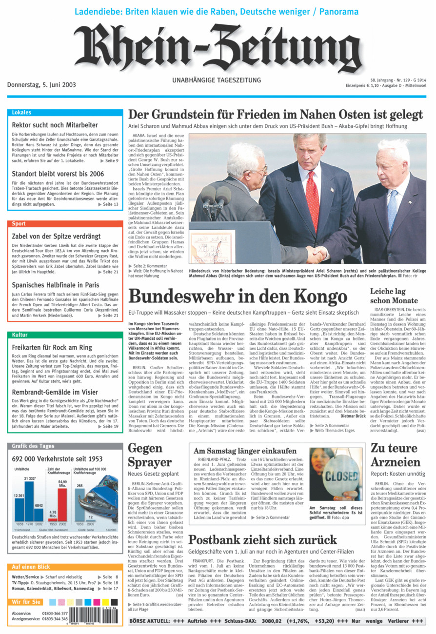 Rhein-Zeitung Kreis Cochem-Zell vom Donnerstag, 05.06.2003