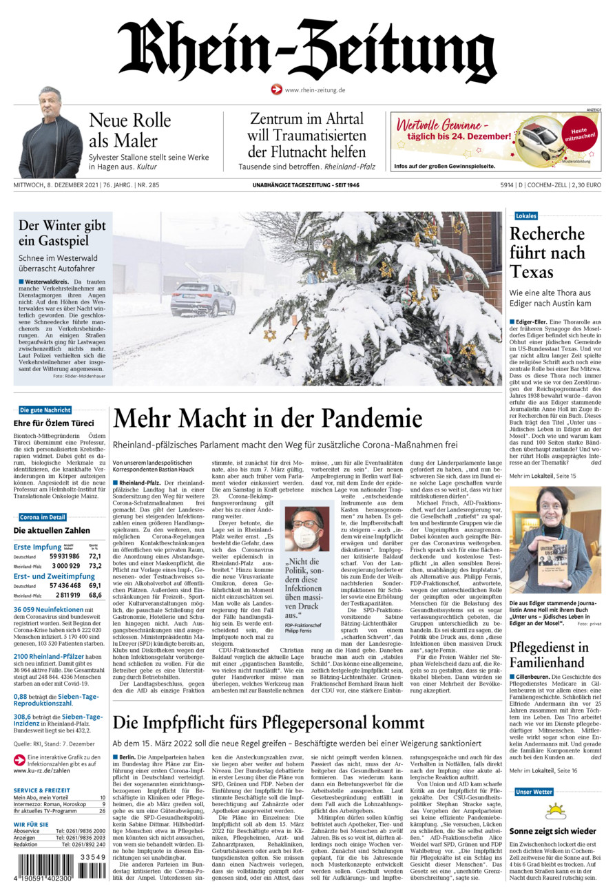 Rhein-Zeitung Kreis Cochem-Zell vom Mittwoch, 08.12.2021